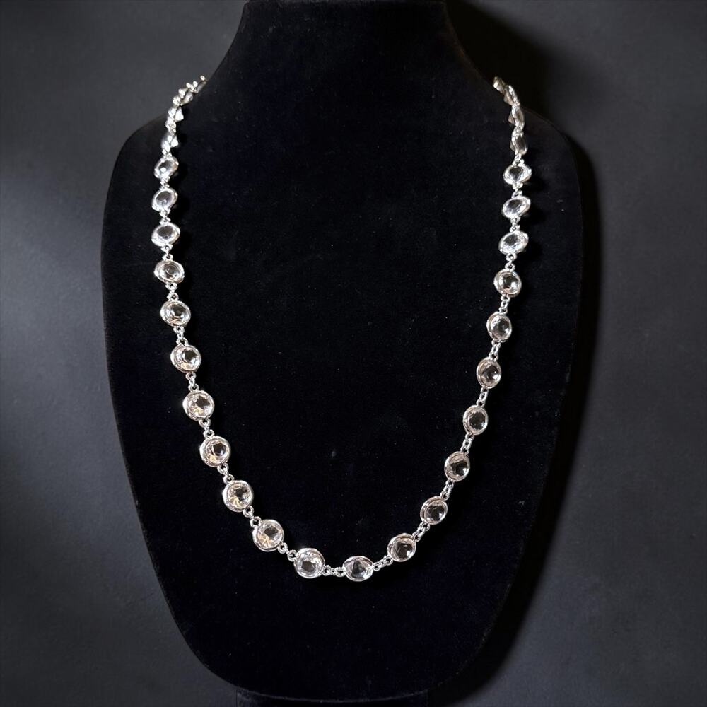 Ann Taylor Crystal Riviere Station Necklace Women Georgian Revival Bezel Set 33”